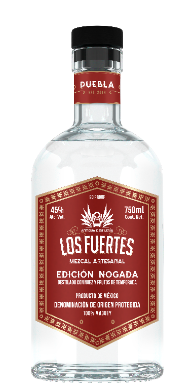 Botella de mezcal artesanal Mezcal Antigua Destilería Los Fuertes Edición Nogada, 750ml, 45% alc. vol.