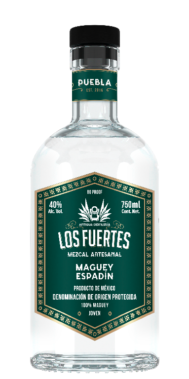 Botella de mezcal artesanal Mezcal Antigua Destilería Los Fuertes Maguey Espadín, 750ml, 40% alc. vol.